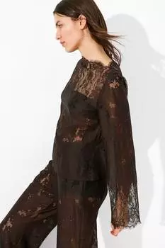 Кружевная рубашка H&M, коричневый