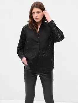 Кружевная рубашка оверсайз Gap, черный