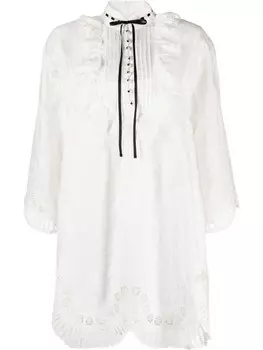 Кружевная рубашка с длинными рукавами ZIMMERMANN, белый