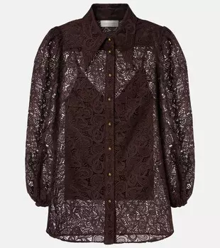 Кружевная рубашка Zimmermann, коричневый