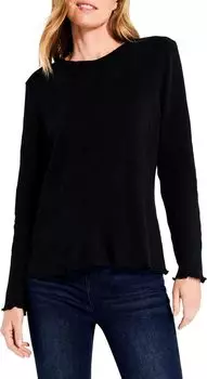 Кружевная трикотажная футболка NIC+ZOE, цвет Black Onyx