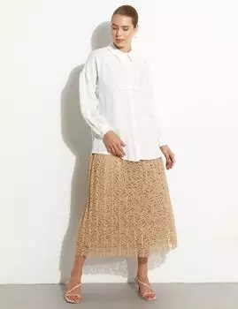 Кружевная туника со скрытой планкой цвета экрю Kayra