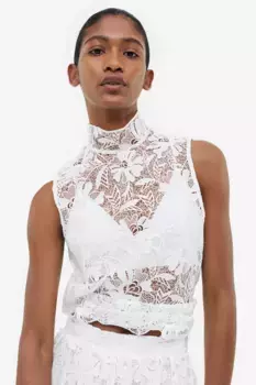 Кружевная юбка а-силуэта H&M, белый