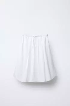 Кружевная юбка-баллон миди ZARA, белый