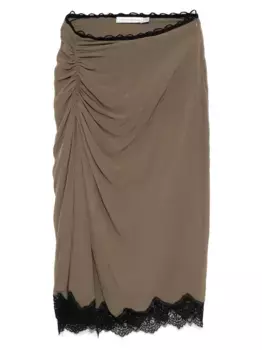 Кружевная юбка Christopher Esber, зеленый