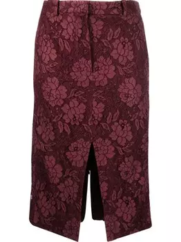 Кружевная юбка-карандаш длины миди N21, красный