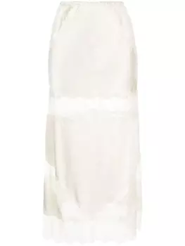 Кружевная юбка миди Cynthia Rowley, бежевый