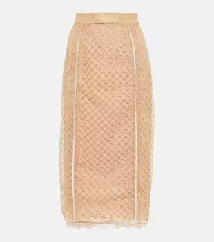 Кружевная юбка миди GUCCI, розовый