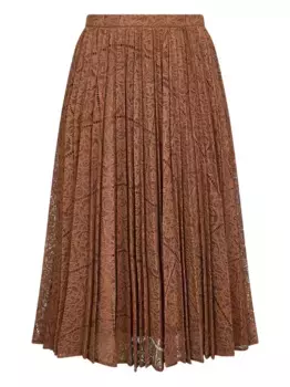Кружевная юбка миди Leva со складками MAX MARA, коричневый