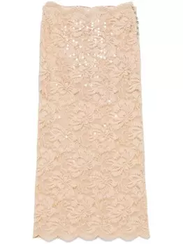 Кружевная юбка миди Rabanne, нейтральный цвет