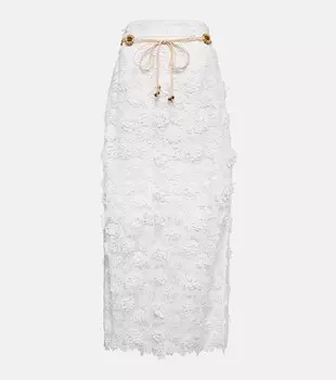 Кружевная юбка миди Raie ZIMMERMANN, белый