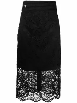 Кружевная юбка с завышенной талией Philipp Plein, черный