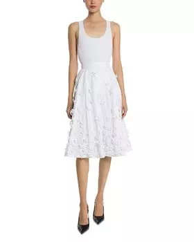 Кружевная юбка-солнце Cruschcot с вышивкой Michael Kors Collection, белый