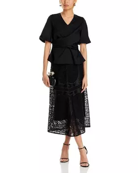 Кружевная юбка трапециевидной формы Misook, черный