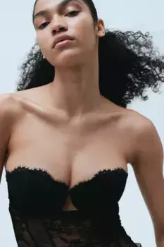 Кружевное боди bridgette H&M, черный