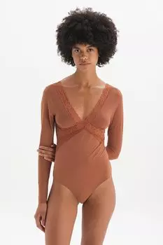 Кружевное боди Dagi, коричневый