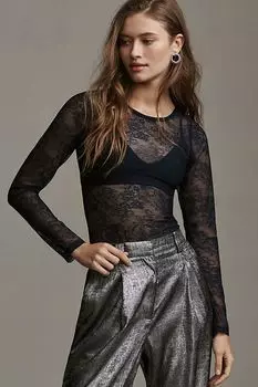 Кружевное боди Harlowe Anthropologie, темно-синий