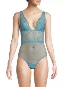 Кружевное боди La Perla без рукавов showtime, голубой