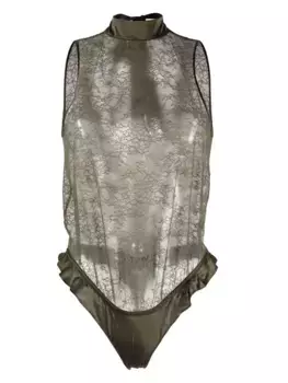 Кружевное боди Maison Close, зеленый