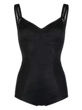 Кружевное боди с цветочным узором DOLCE & GABBANA, черный