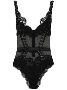 Кружевное боди с V-образным вырезом DOLCE & GABBANA, черный