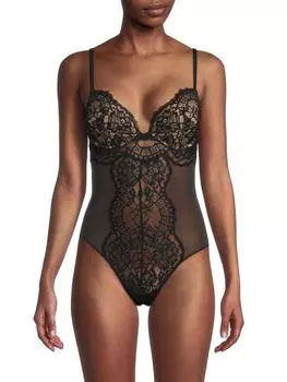 Кружевное корректирующее боди Wolford, черный