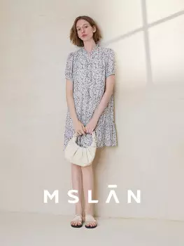 Кружевное маленькое платье Mslan с короткими рукавами и воротником-стойкой, морская пена зеленая