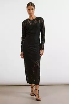 Кружевное макси платье Albaray, черный