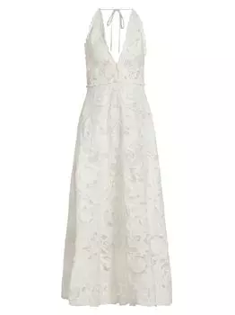 Кружевное макси-платье Baylin с глубоким вырезом Sea, кремовый