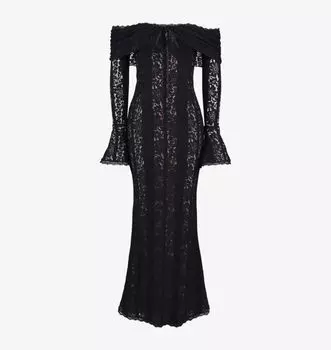 Кружевное макси-платье Belle с открытыми плечами House Of Cb, черный