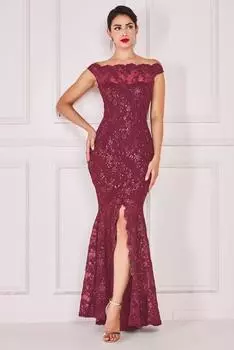 Кружевное макси-русалка с фестончатым краем Goddiva, красный