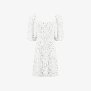 Кружевное мини-платье с квадратным вырезом и рукавами-фонариками Ro&Zo, белый