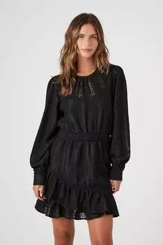 Кружевное мини-платье с люверсами Forever 21, черный