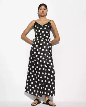 Кружевное облегающее платье с открытой спиной в горошек Parfois, черный