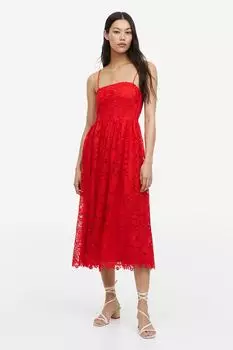 Кружевное платье-бандо H&M, красный