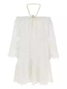 Кружевное платье Evergreen с открытыми плечами PINKO, белый