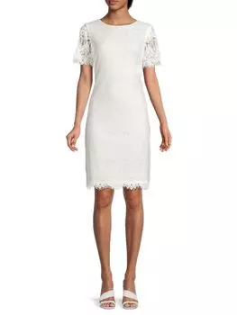 Кружевное платье-футляр Kensie, белый