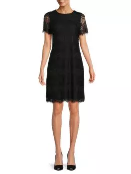 Кружевное платье-футляр Kensie, черный
