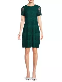 Кружевное платье-футляр Kensie, изумруд