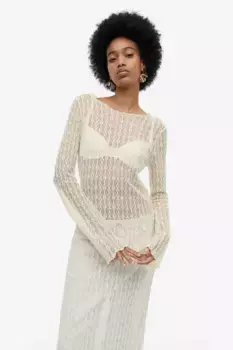 Кружевное платье H&M, бежевый