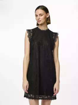 Кружевное платье из кусочков "PCOLLINE SL LACE DRESS NOOS" Pieces, черный