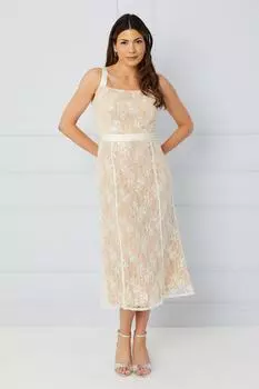 Кружевное платье-карандаш с пайетками Wallis, белый