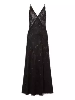 Кружевное платье-комбинация Alberta Ferretti, черный