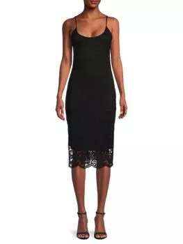 Кружевное платье-комбинация Donna Karan без рукавов, черный