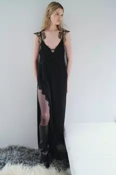 Кружевное платье-комбинезон коллекция zw ZARA, черный