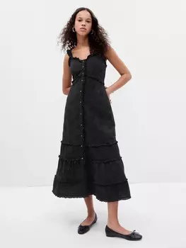 Кружевное платье макси Gap, черный