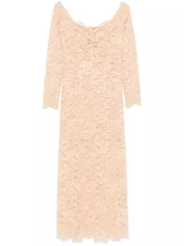 Кружевное платье макси с пайетками Rabanne, нейтральный цвет