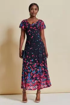 Кружевное платье макси с зеркальным принтом Jolie Moi, розовый