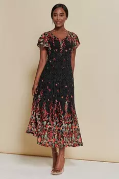 Кружевное платье макси с зеркальным принтом Jolie Moi, красный