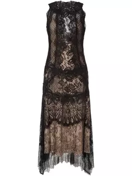 Кружевное платье миди Alberta Ferretti, черный